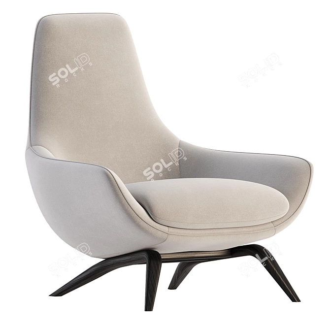 Elegant ERMES Velvet Armchair 3D model image 3