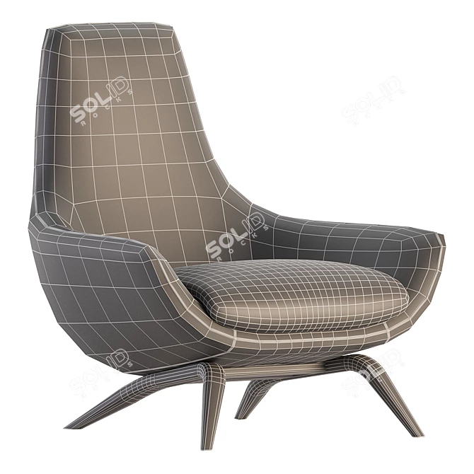 Elegant ERMES Velvet Armchair 3D model image 6