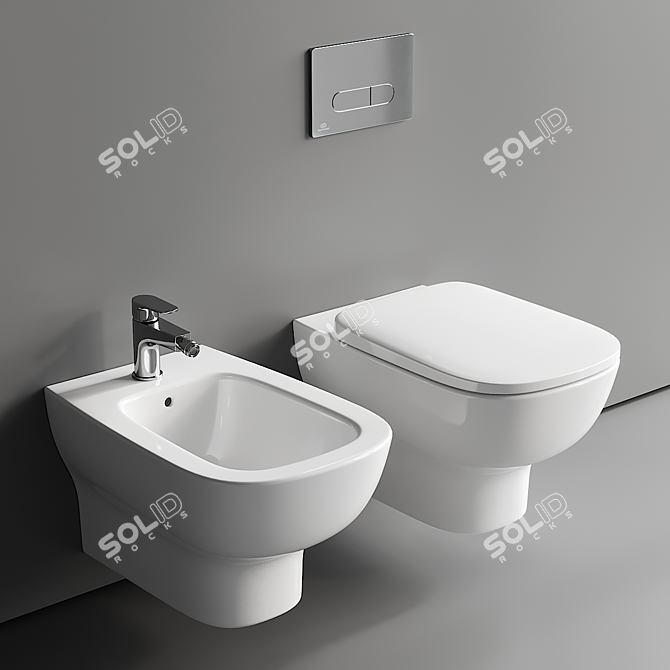 Modern Esedra Wall-Hung Toilet 3D model image 1