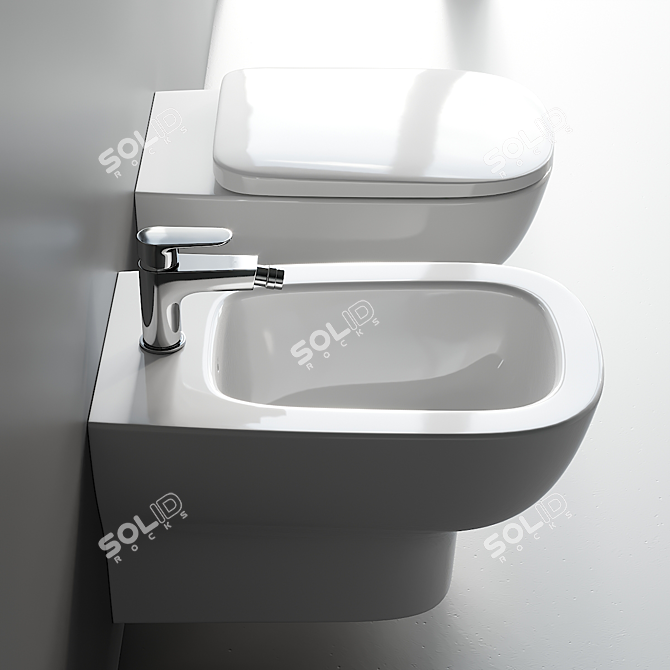 Modern Esedra Wall-Hung Toilet 3D model image 2