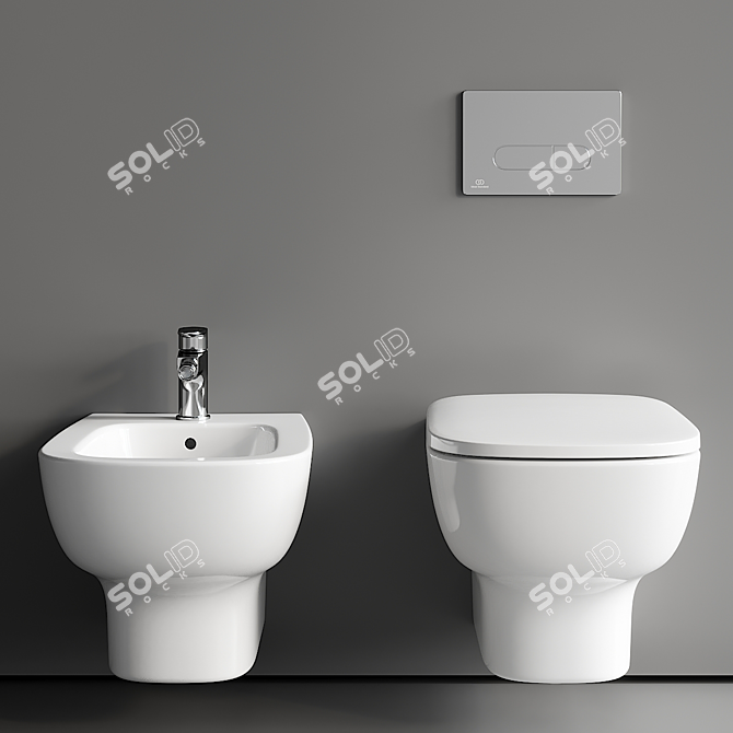 Modern Esedra Wall-Hung Toilet 3D model image 3