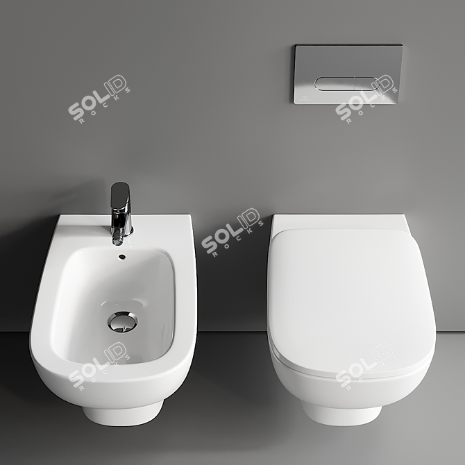 Modern Esedra Wall-Hung Toilet 3D model image 4