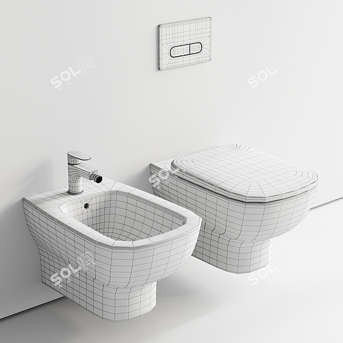 Modern Esedra Wall-Hung Toilet 3D model image 5