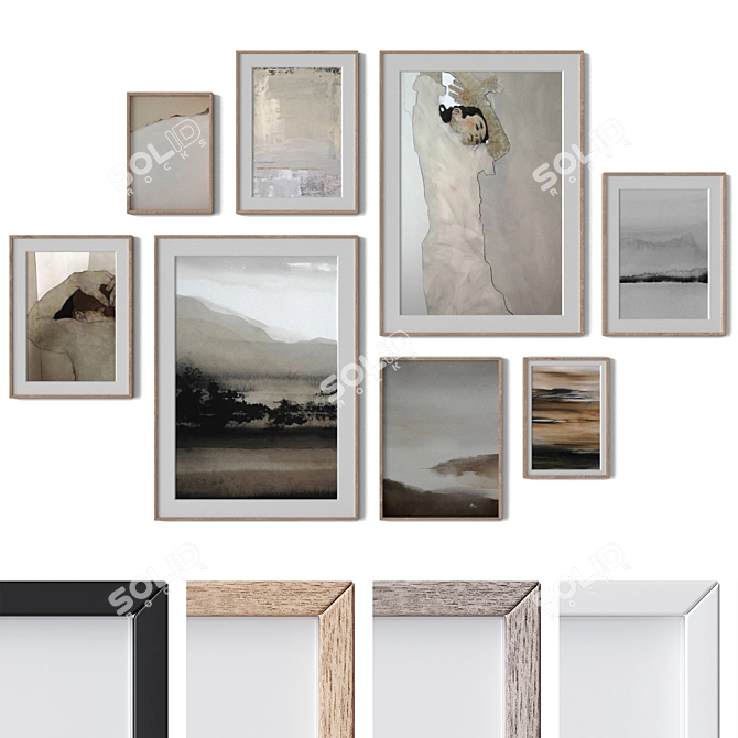 Modern Wall Art Frames Bundle 3D model image 1