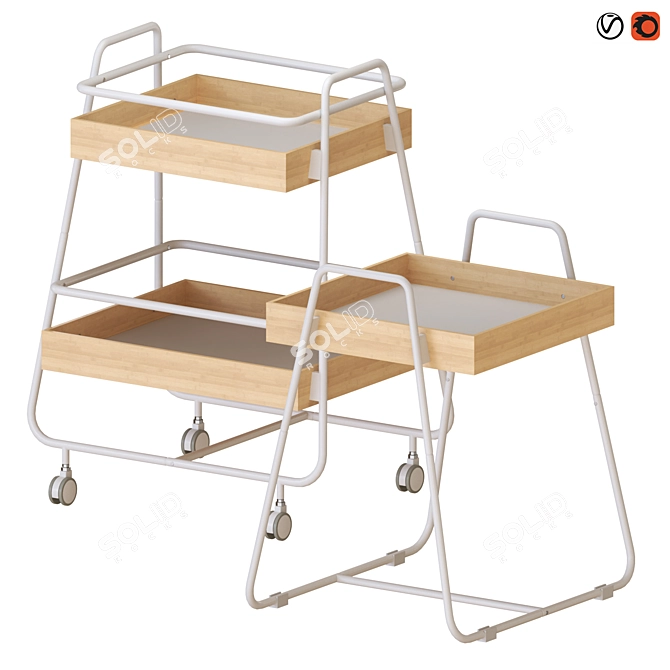 Bamboo and White Side Table 3D model image 1