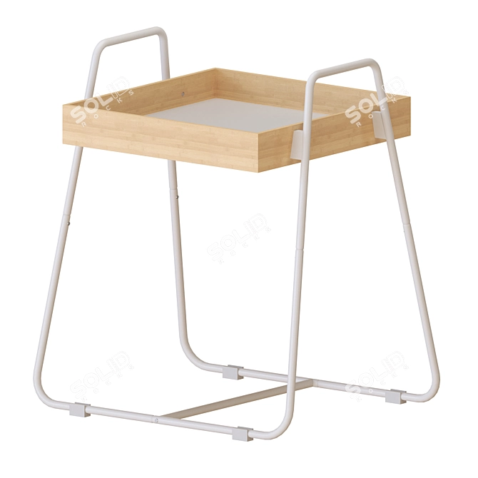 Bamboo and White Side Table 3D model image 3