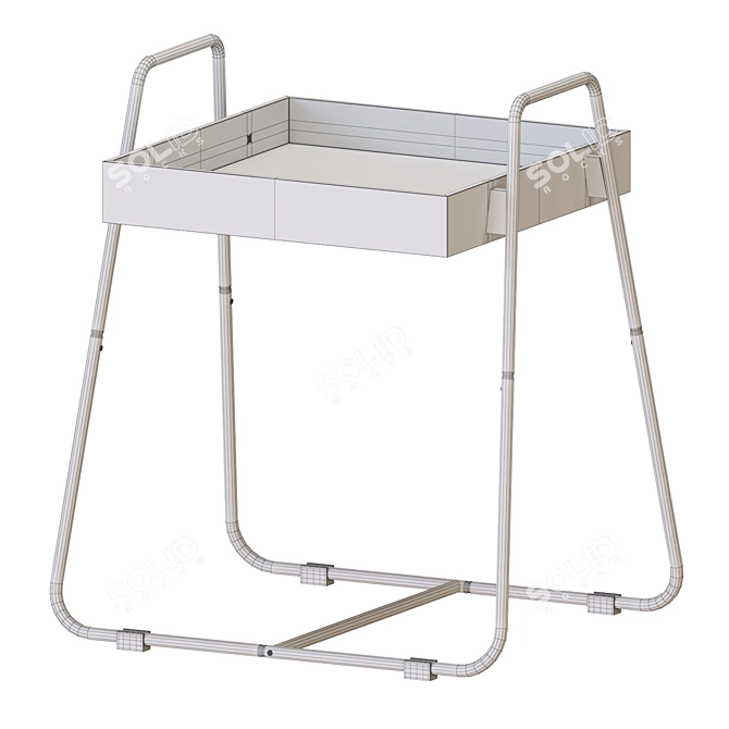 Bamboo and White Side Table 3D model image 5