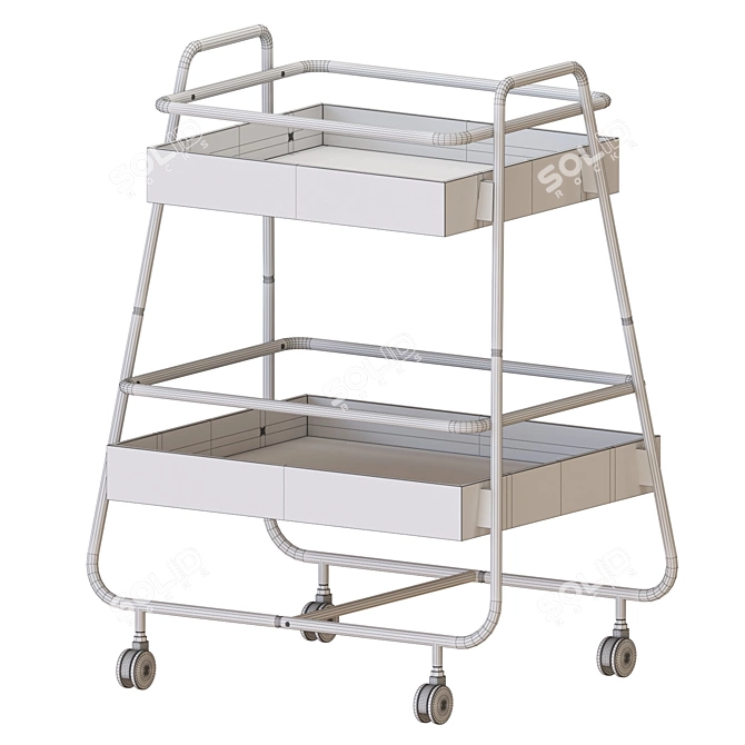 Bamboo and White Side Table 3D model image 6