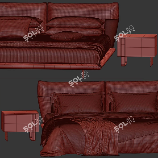 Contemporary Bonaldo Blend Bed 3D model image 6