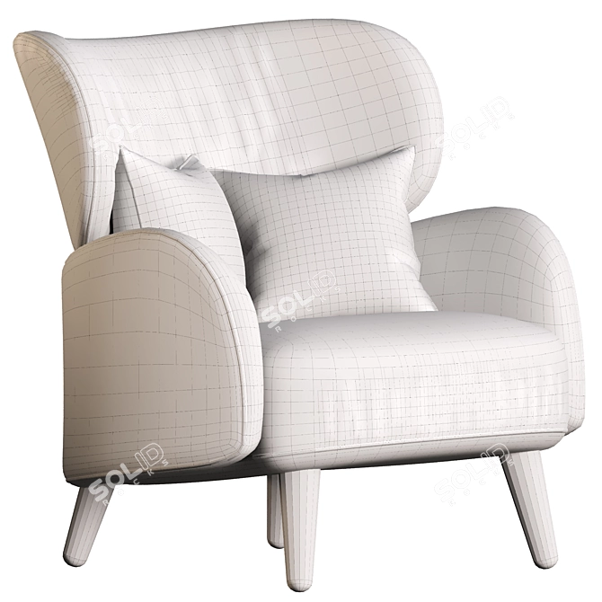 Blossom Fabric Armchair - Elegant Design 3D model image 4