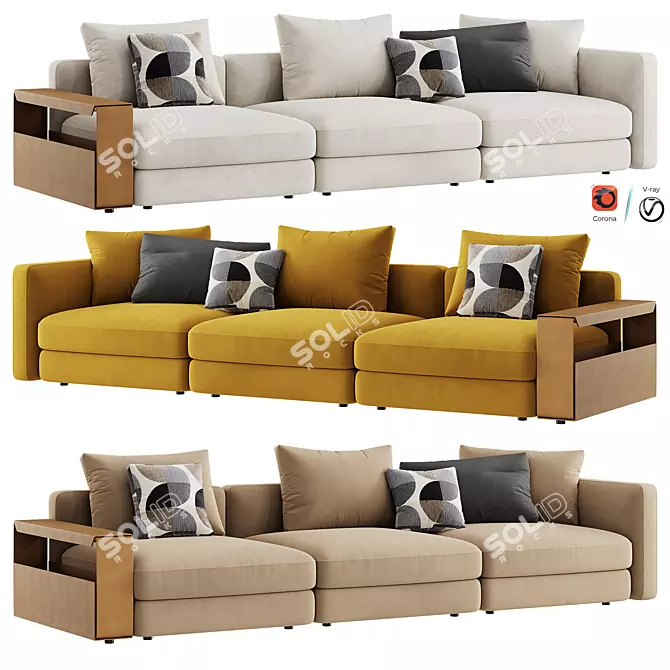 Modern Flexform Harper Sofa 3D model image 1