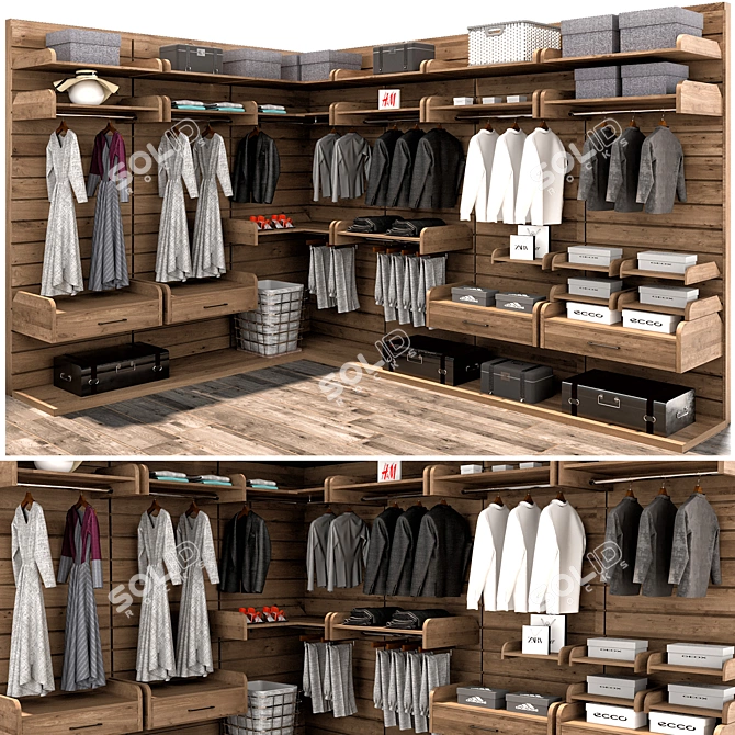 Modern and Versatile Wardrobe Ensemble 3D model image 1