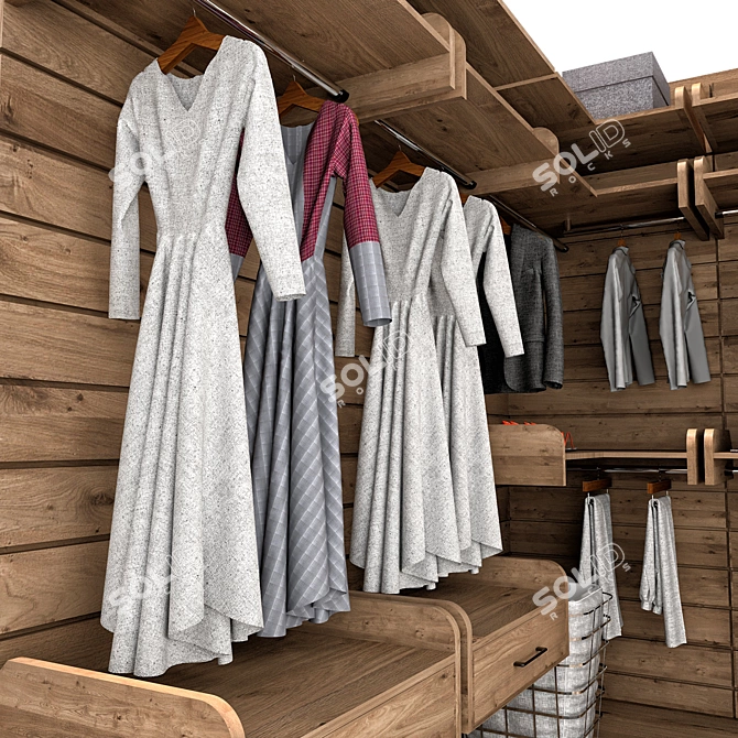 Modern and Versatile Wardrobe Ensemble 3D model image 5