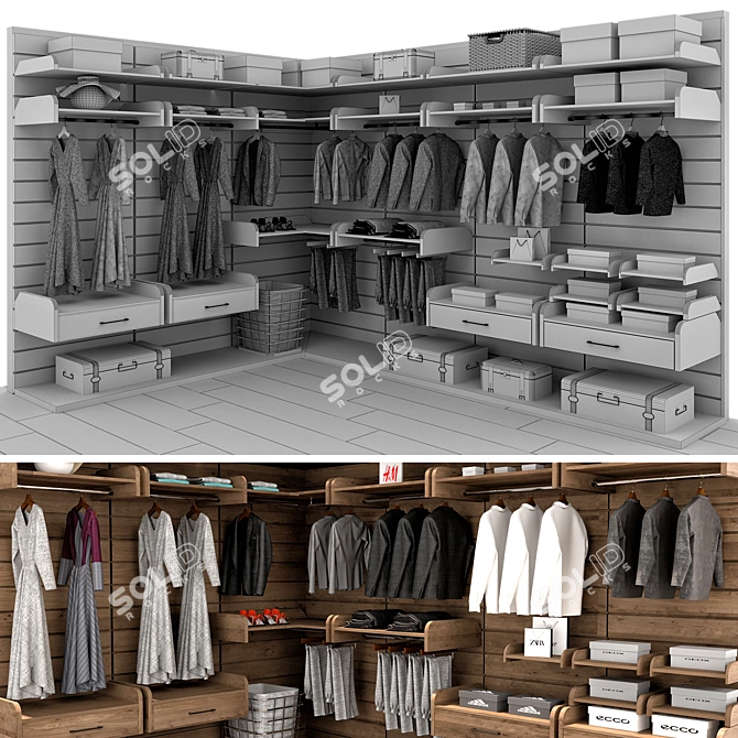 Modern and Versatile Wardrobe Ensemble 3D model image 7