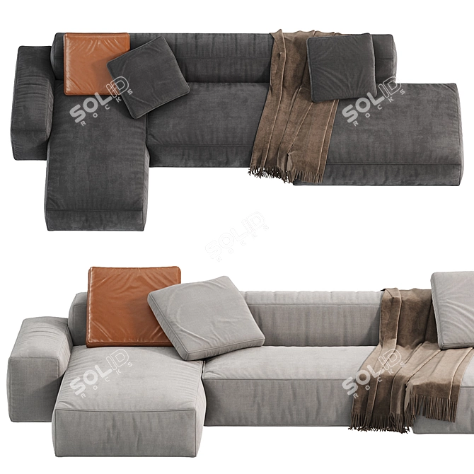 Elegant Modern Boca Navi Sofa 3D model image 2