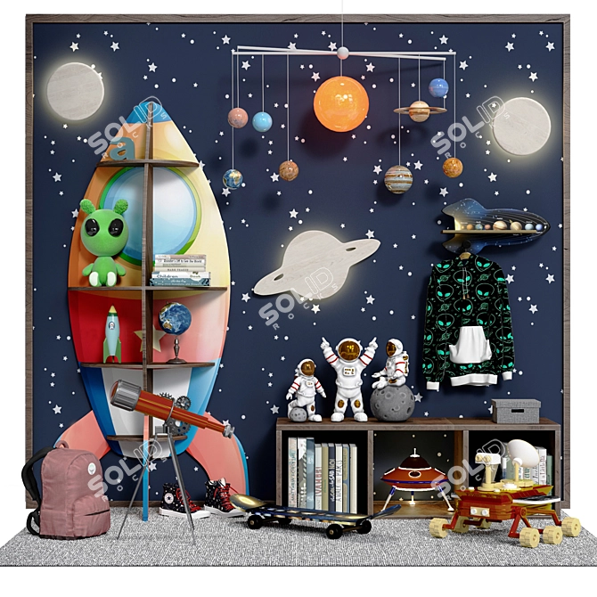 Dual Renderer Childroom Decor Set 3D model image 1