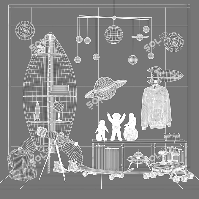 Dual Renderer Childroom Decor Set 3D model image 4