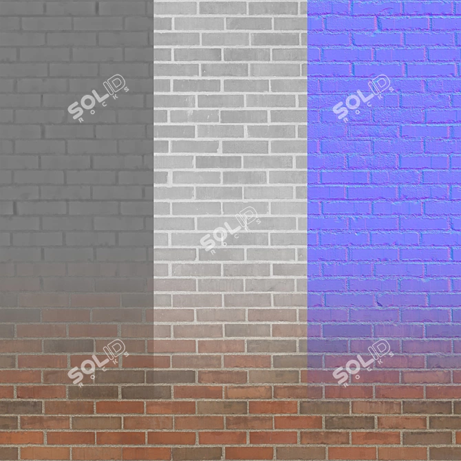 Seamless Brick Texture Set 3D model image 2