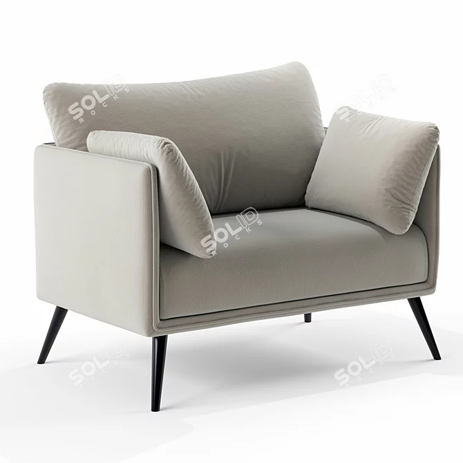 Modern Fabric Armchair Alvites Single 3D model image 1