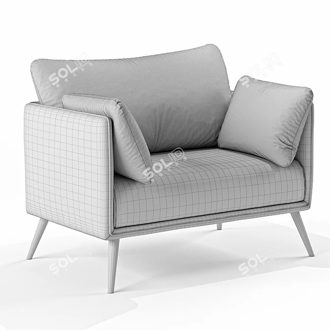 Modern Fabric Armchair Alvites Single 3D model image 2