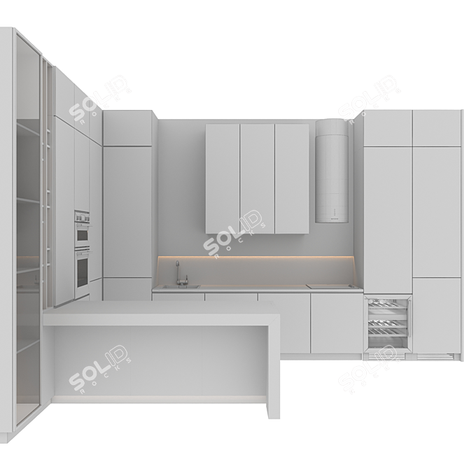 Adjustable Modern Kitchen Unit 3D model image 8