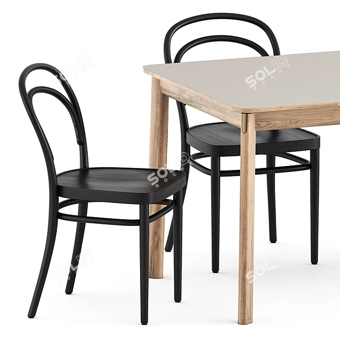 Modern Chair and Table Set 3D model image 2