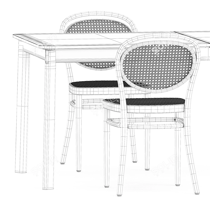 Modern Chair and Table Set 3D model image 5