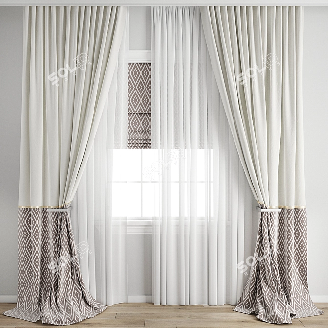 Polygonal Model Curtain 643 Set 3D model image 1