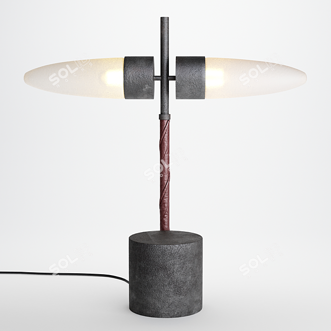 Oxidized Aluminum & Marble Lamp 3D model image 1