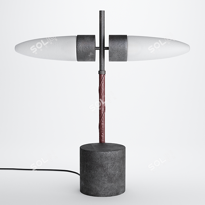 Oxidized Aluminum & Marble Lamp 3D model image 2