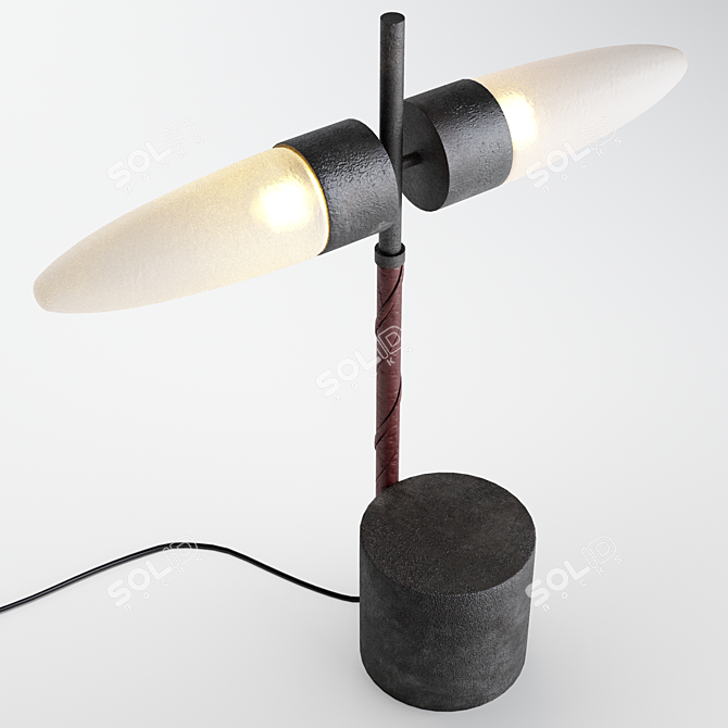 Oxidized Aluminum & Marble Lamp 3D model image 3