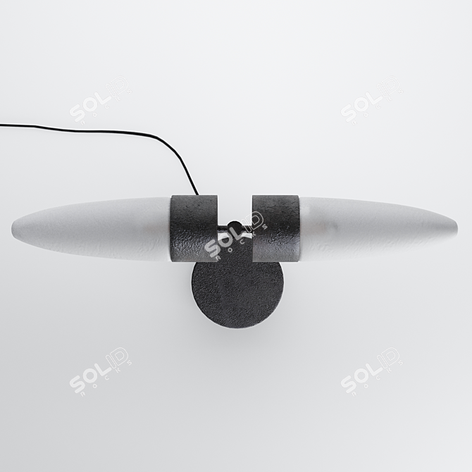 Oxidized Aluminum & Marble Lamp 3D model image 4