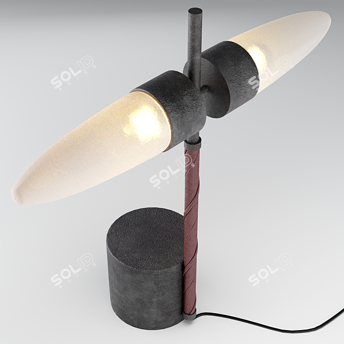 Oxidized Aluminum & Marble Lamp 3D model image 5