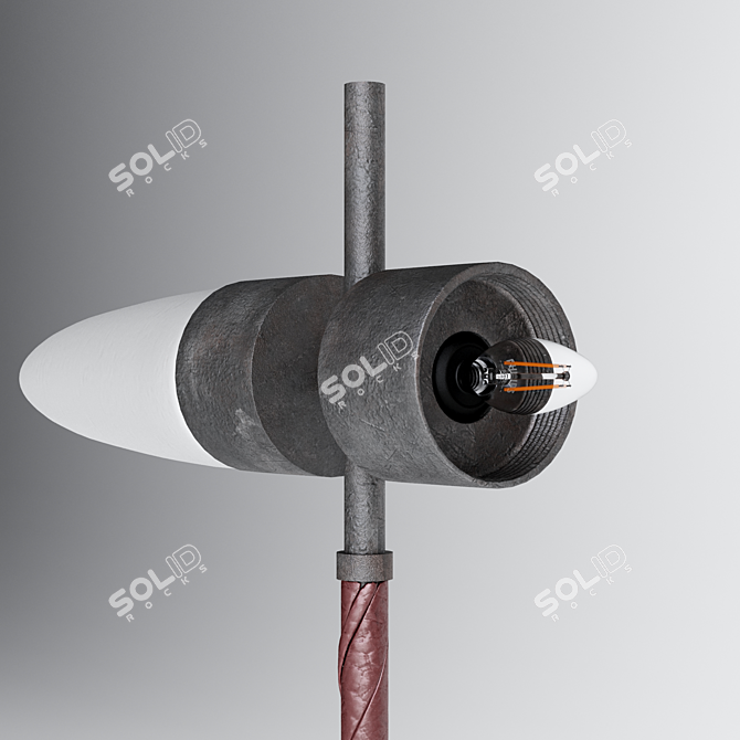 Oxidized Aluminum & Marble Lamp 3D model image 6