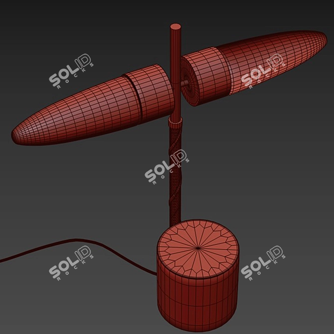 Oxidized Aluminum & Marble Lamp 3D model image 7