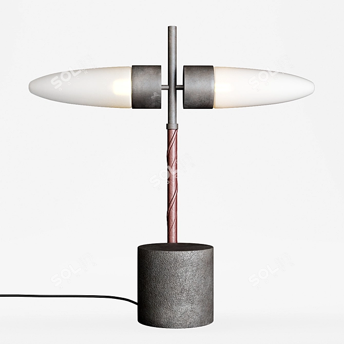 Oxidized Aluminum & Marble Lamp 3D model image 8