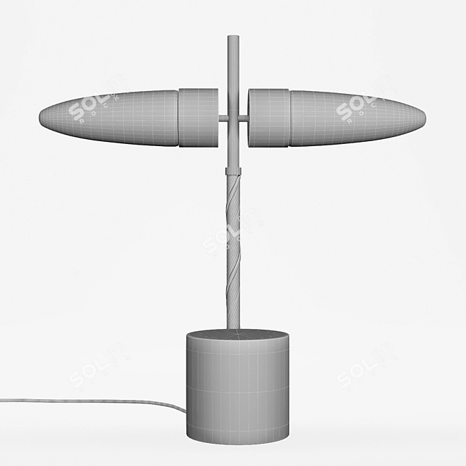 Oxidized Aluminum & Marble Lamp 3D model image 9