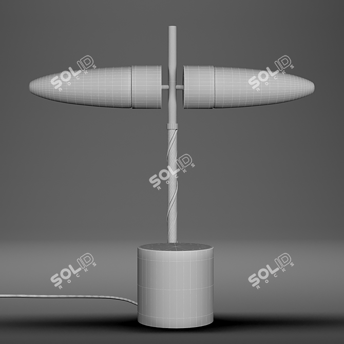 Oxidized Aluminum & Marble Lamp 3D model image 10