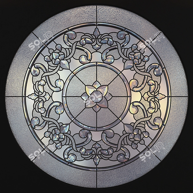 Round Stained Glass Panel 3D model image 2