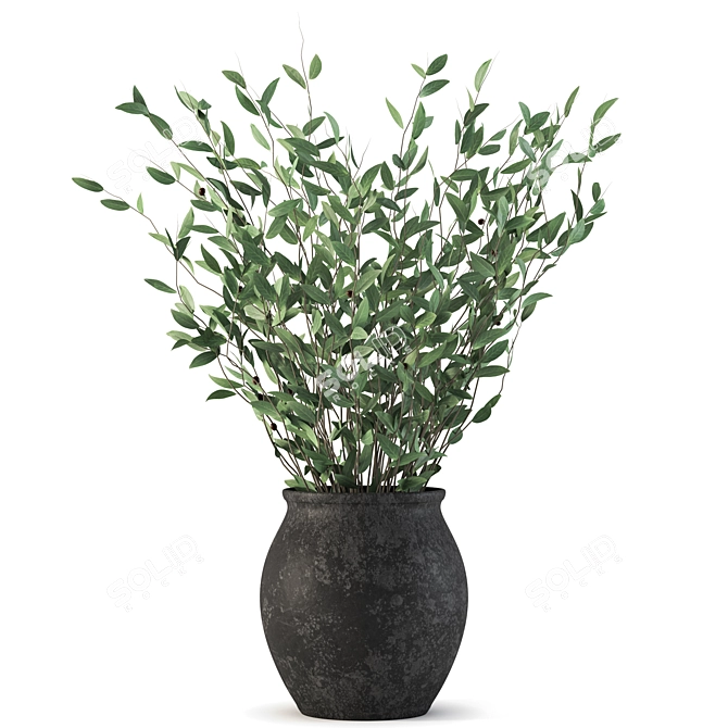 Artisan Olive Plants Decor Jar 3D model image 1