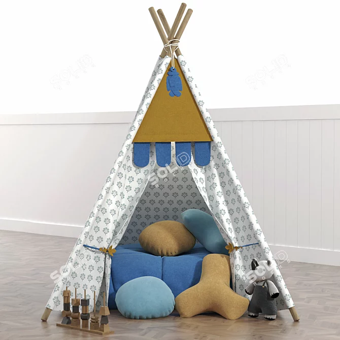 Kids Teepee Play Tent Hideout 3D model image 2