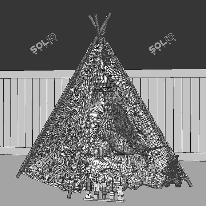 Kids Teepee Play Tent Hideout 3D model image 4