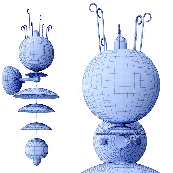 Elegant Brass Glass Sconce 3D model image 3