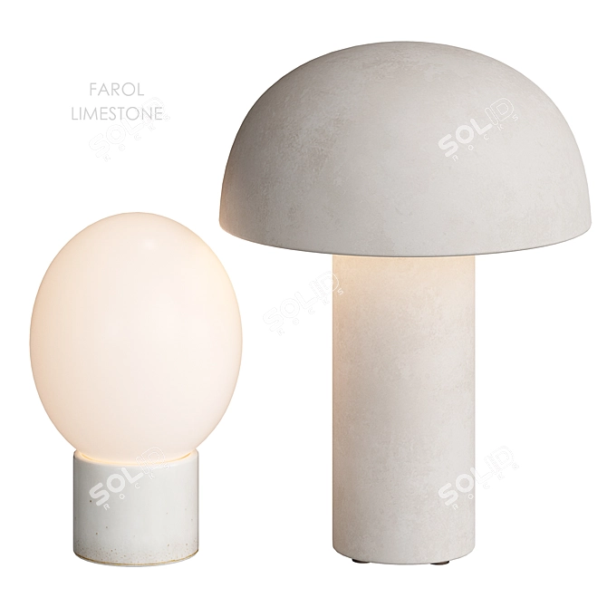 Stylish Limestone Table Lamp CB2 3D model image 1