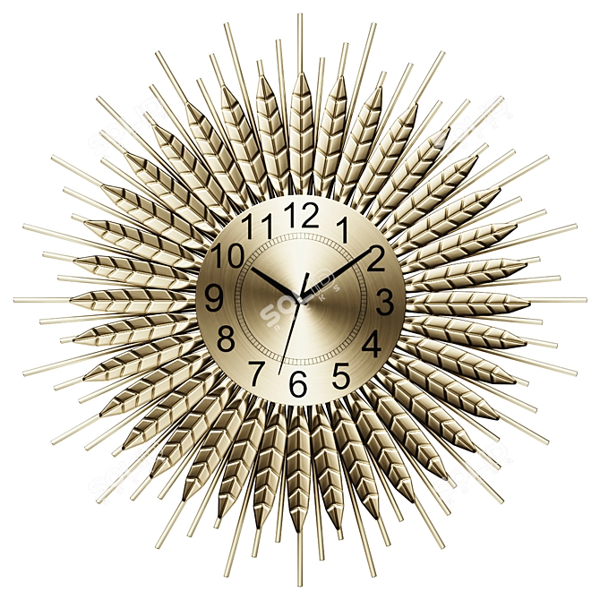 3D Sunburst Metal Wall Clock 3D model image 1