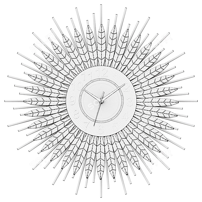 3D Sunburst Metal Wall Clock 3D model image 2