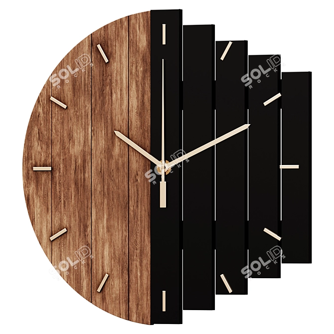 Rustic Abstract Wooden Wall Clock 3D model image 1