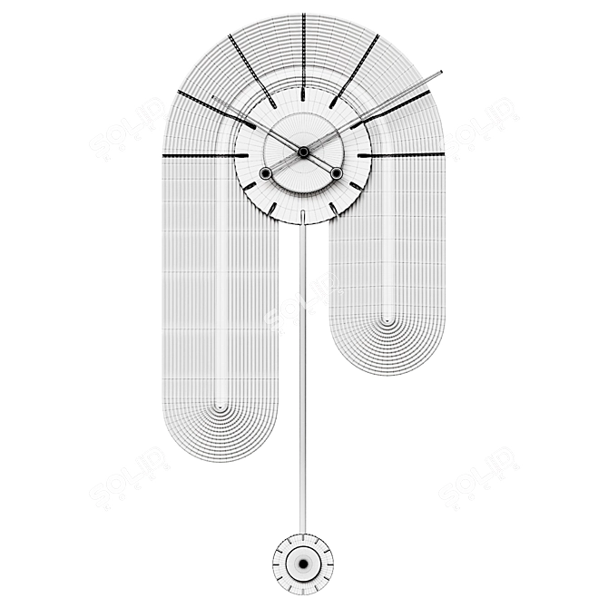 Black Metal Modern Wall Clock 3D model image 2