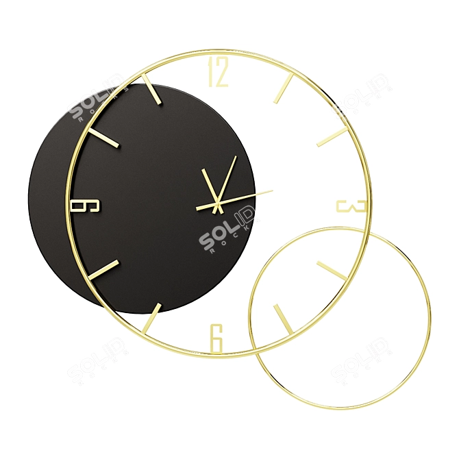 Title: Black Modern Round Wall Clock 3D model image 1