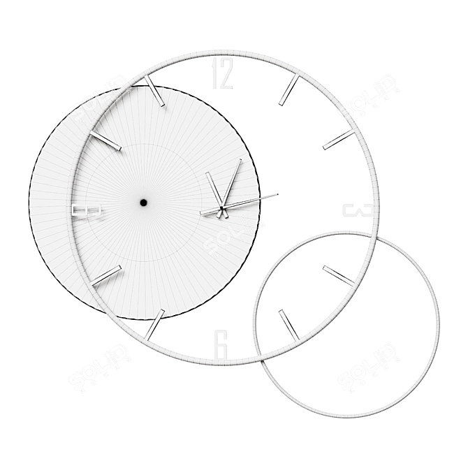 Title: Black Modern Round Wall Clock 3D model image 2